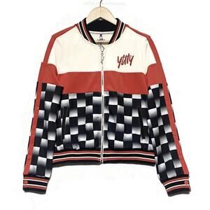 Yitty Major Label Track Jacket Women's Medium Checkered Black Orange NEW w/Tags